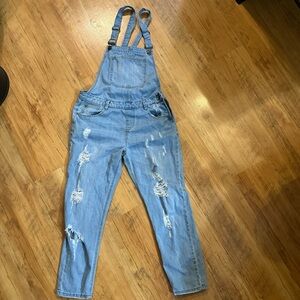 Sadie & Sage Distressed Denim Overalls Sz S